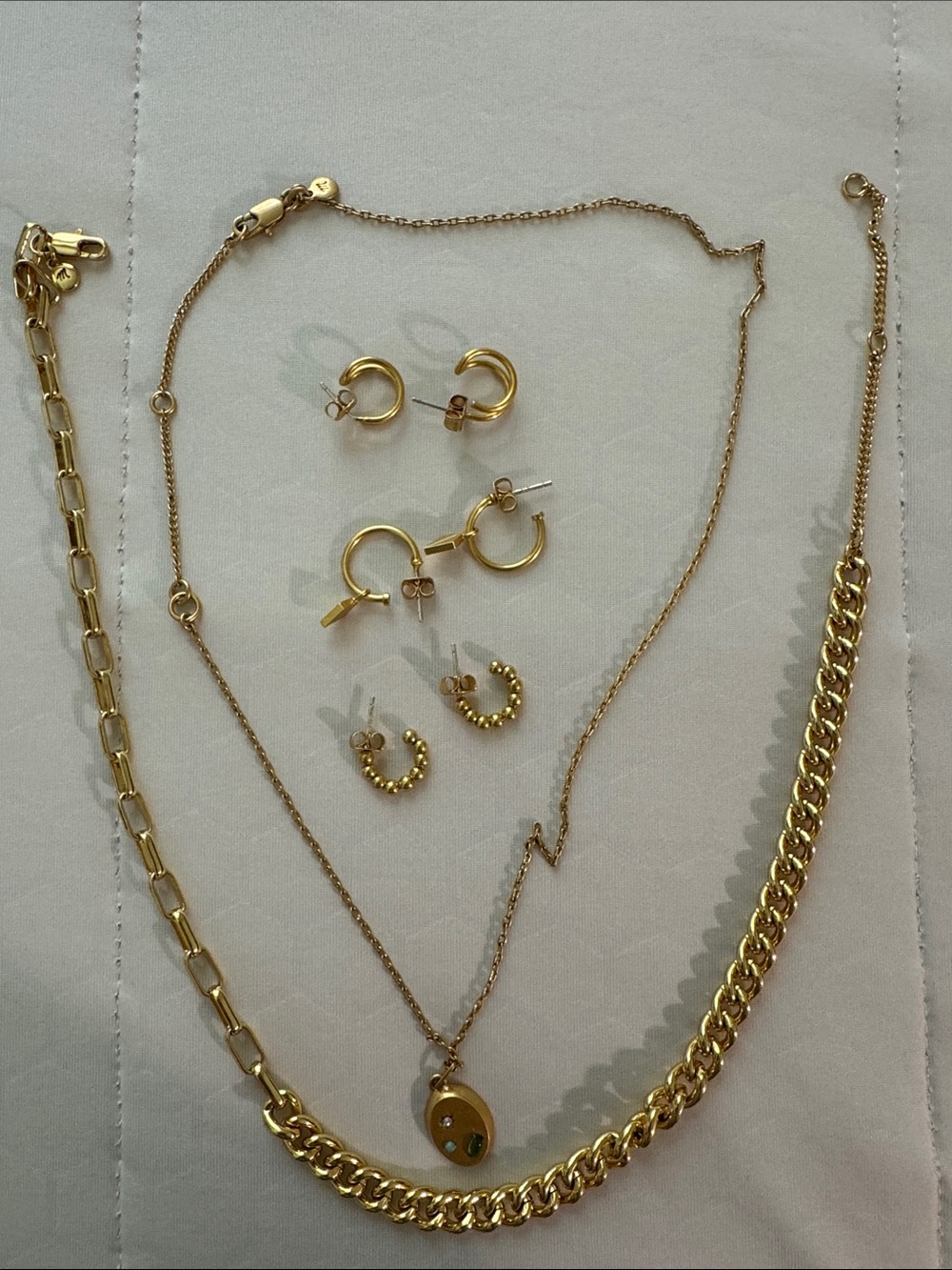 Madewell Gold Hoop Earrings, Rings,Bracelet and Necklace Set